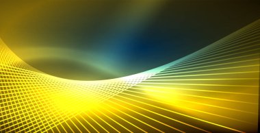 Neon parlayan techno hatları, mavi Hi-Tech futuristik soyut arka plan ışık ile şablon