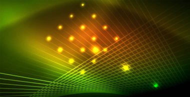 Neon parlayan dalga, sihirli enerji ve ışık arka plan