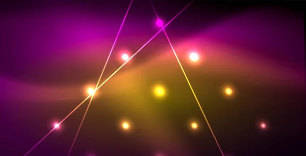 Неонові світяться лінії, концепція магічного енергетичного простору, абстрактний дизайн фонових шпалер — стоковий вектор