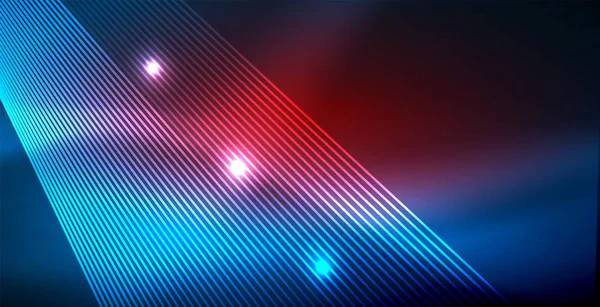 Неоновые перламутровые техно-линии, синий высокотехнологичный футуристический фон искушают огнями — стоковый вектор