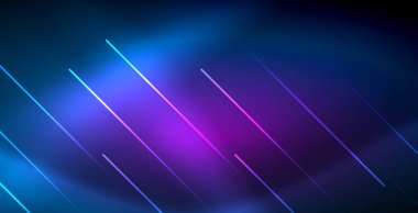 Neon parlayan techno hatları, mavi Hi-Tech futuristik soyut arka plan ışık ile şablon