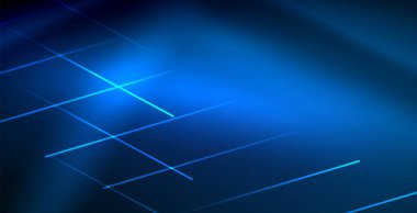 Neon parlayan techno hatları, mavi Hi-Tech futuristik soyut arka plan ışık ile şablon