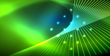 Neon parlayan techno hatları, mavi Hi-Tech futuristik soyut arka plan ışık ile şablon