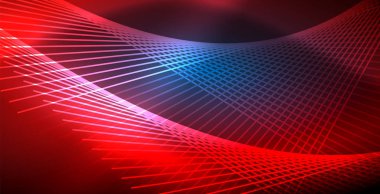 Neon parlayan techno hatları, mavi Hi-Tech futuristik soyut arka plan ışık ile şablon