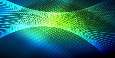 Neon parlayan techno hatları, mavi Hi-Tech futuristik soyut arka plan ışık ile şablon