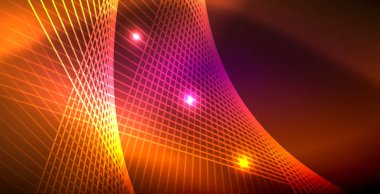 Neon parlayan çizgiler, sihirli enerji uzay ışığı konsepti, soyut arka plan duvar kağıdı tasarımı