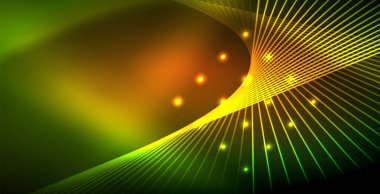 Neon parlayan dalga, sihirli enerji ve ışık arka plan