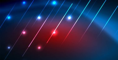 Neon parlayan techno hatları, mavi Hi-Tech futuristik soyut arka plan ışık ile şablon