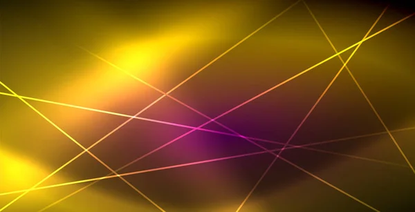 Neon świecące linie, magia energia przestrzeń światło koncepcja, abstrakcyjny projekt tapety tła — Wektor stockowy