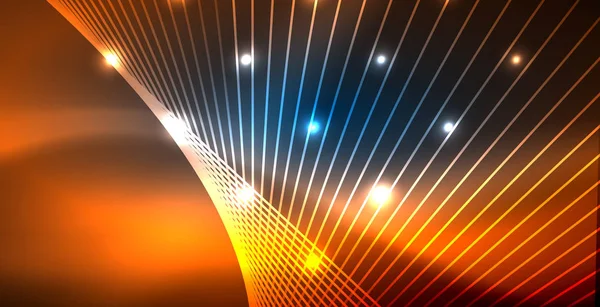Néon rayonnant lignes techno, bleu salut-tech futuriste modèle de fond abstrait avec des lumières — Image vectorielle