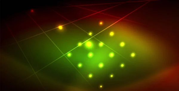 Neon glühende Welle, magische Energie und Licht Bewegungshintergrund — Stockvektor