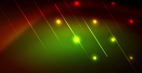 Gelombang cahaya neon, energi ajaib dan latar belakang gerakan cahaya - Stok Vektor