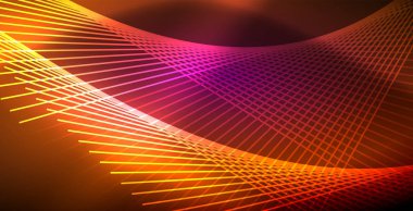 Neon parlayan çizgiler, sihirli enerji uzay ışığı konsepti, soyut arka plan duvar kağıdı tasarımı