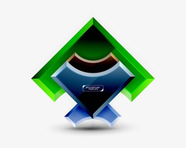 3D futuristik şekiller vektör soyut arka plan ışık efektleri ile parlak parçaları yapılmış