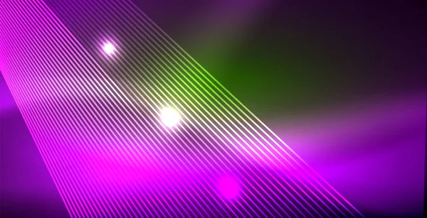 Neon žhoucí vlny, magické energie a lehký pohyb na pozadí — Stockový vektor