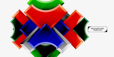 3D futuristik şekiller vektör soyut arka plan ışık efektleri ile parlak parçaları yapılmış