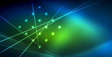 Neon parlayan techno hatları, mavi Hi-Tech futuristik soyut arka plan ışık ile şablon