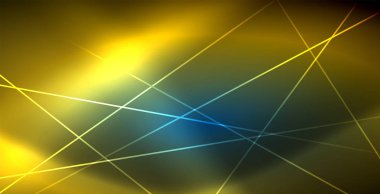 Neon parlayan techno hatları, mavi Hi-Tech futuristik soyut arka plan ışık ile şablon