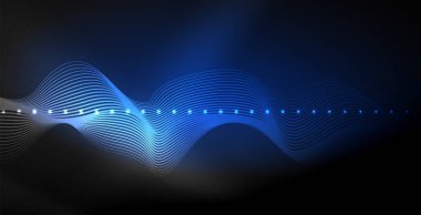 Koyu, parlak hareket, sihirli alan ışık parlayan soyut dalga. Techno arka plan