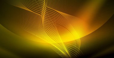 Koyu, parlak hareket, sihirli alan ışık parlayan soyut dalga. Techno arka plan