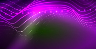 Koyu, parlak hareket, sihirli alan ışık parlayan soyut dalga. Techno arka plan