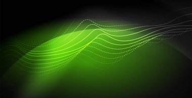 Koyu, parlak hareket, sihirli alan ışık parlayan soyut dalga. Techno arka plan