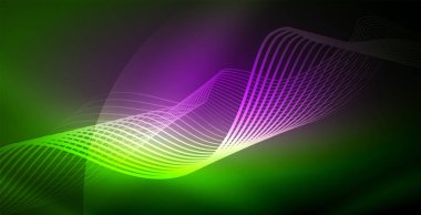 Koyu, parlak hareket, sihirli alan ışık parlayan soyut dalga. Techno arka plan