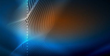 Koyu, parlak hareket, sihirli alan ışık parlayan soyut dalga. Vektör techno arka plan