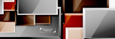 Geometrik tasarım kareler soyut afiş, parlak parlak efektler