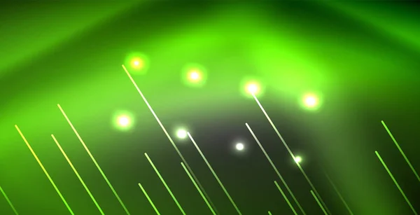 Lignes lumineuses néon, concept de lumière de l'espace d'énergie magique, conception abstraite de fond d'écran — Image vectorielle