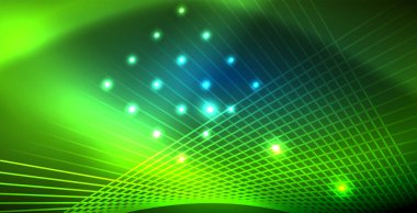 Neon parlayan techno hatları, mavi Hi-Tech futuristik soyut arka plan ışık ile şablon