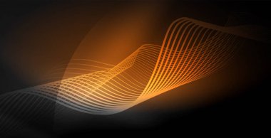 Koyu, parlak hareket, sihirli alan ışık parlayan soyut dalga. Techno arka plan