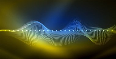 Koyu, parlak hareket, sihirli alan ışık parlayan soyut dalga. Techno arka plan