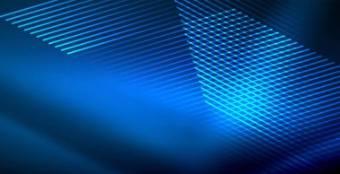 Neon parlayan techno hatları, mavi Hi-Tech futuristik soyut arka plan ışık ile şablon
