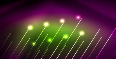 Neon parlayan çizgiler, sihirli enerji uzay ışığı konsepti, soyut arka plan duvar kağıdı tasarımı