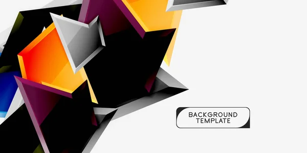 Jasně barevné trojúhelníkové polyprostorové složení, abstraktní geometrické pozadí, minimální design, polygonální futuristický plakát — Stockový vektor
