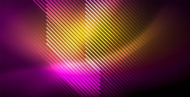 Neon parlayan çizgiler, sihirli enerji uzay ışığı konsepti, soyut arka plan duvar kağıdı tasarımı