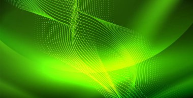 Koyu, parlak hareket, sihirli alan ışık parlayan soyut dalga. Techno arka plan