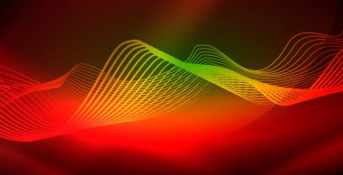 Koyu, parlak hareket, sihirli alan ışık parlayan soyut dalga. Techno arka plan