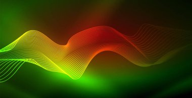 Koyu, parlak hareket, sihirli alan ışık parlayan soyut dalga. Techno arka plan