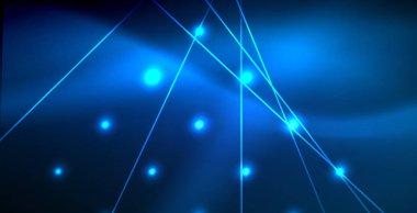 Neon parlayan techno hatları, mavi Hi-Tech futuristik soyut arka plan ışık ile şablon