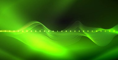 Koyu, parlak hareket, sihirli alan ışık parlayan soyut dalga. Techno arka plan