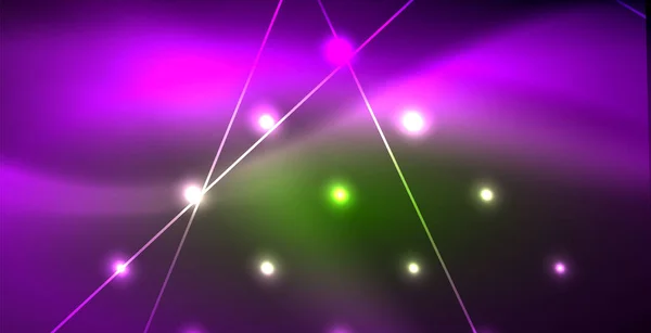 Neon glödande våg, magiska energi och ljus rörelse bakgrunden — Stock vektor