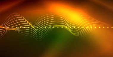 Koyu, parlak hareket, sihirli alan ışık parlayan soyut dalga. Techno arka plan