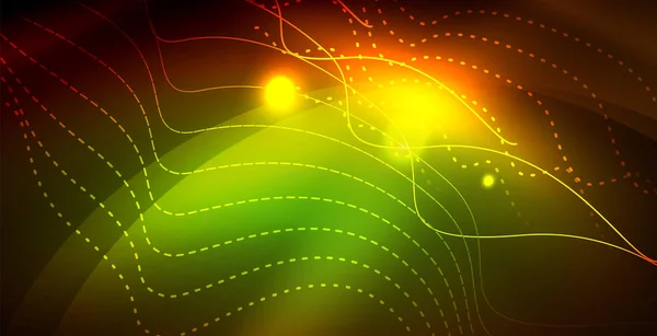 Color luces de neón con ondas de fondo abstracto — Vector de stock