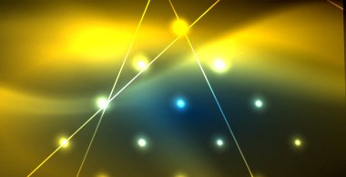 Neon parlayan techno hatları, mavi Hi-Tech futuristik soyut arka plan ışık ile şablon