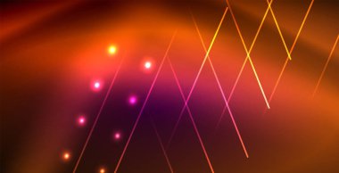 Neon parlayan çizgiler, sihirli enerji uzay ışığı konsepti, soyut arka plan duvar kağıdı tasarımı