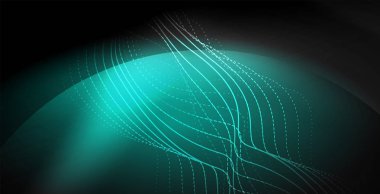 Koyu, parlak hareket, sihirli alan ışık parlayan soyut dalga. Techno arka plan