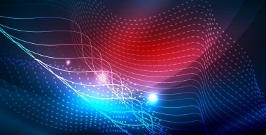 Dalgalar ile renkli neon ışıklar soyut arka plan