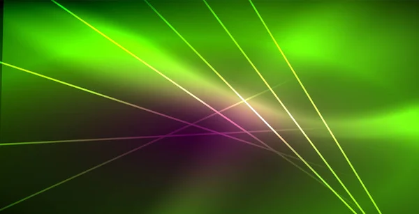 Neon glödande linjer, magi energi utrymme ljus koncept, abstrakt bakgrund tapet design — Stock vektor